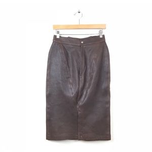 Vintage Alaia Paris Skirt Leather Brown Pencil